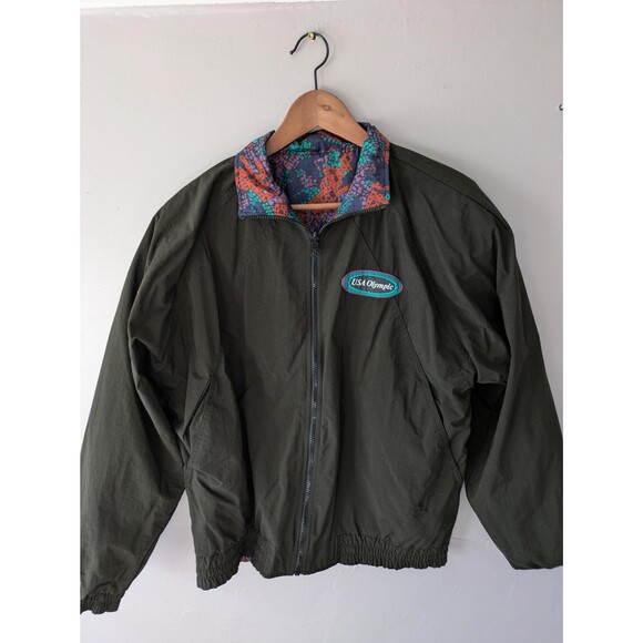 Vintage USA Olympics bomber jacket, reversible 90s windbreaker, all over print - Picture 3 of 6